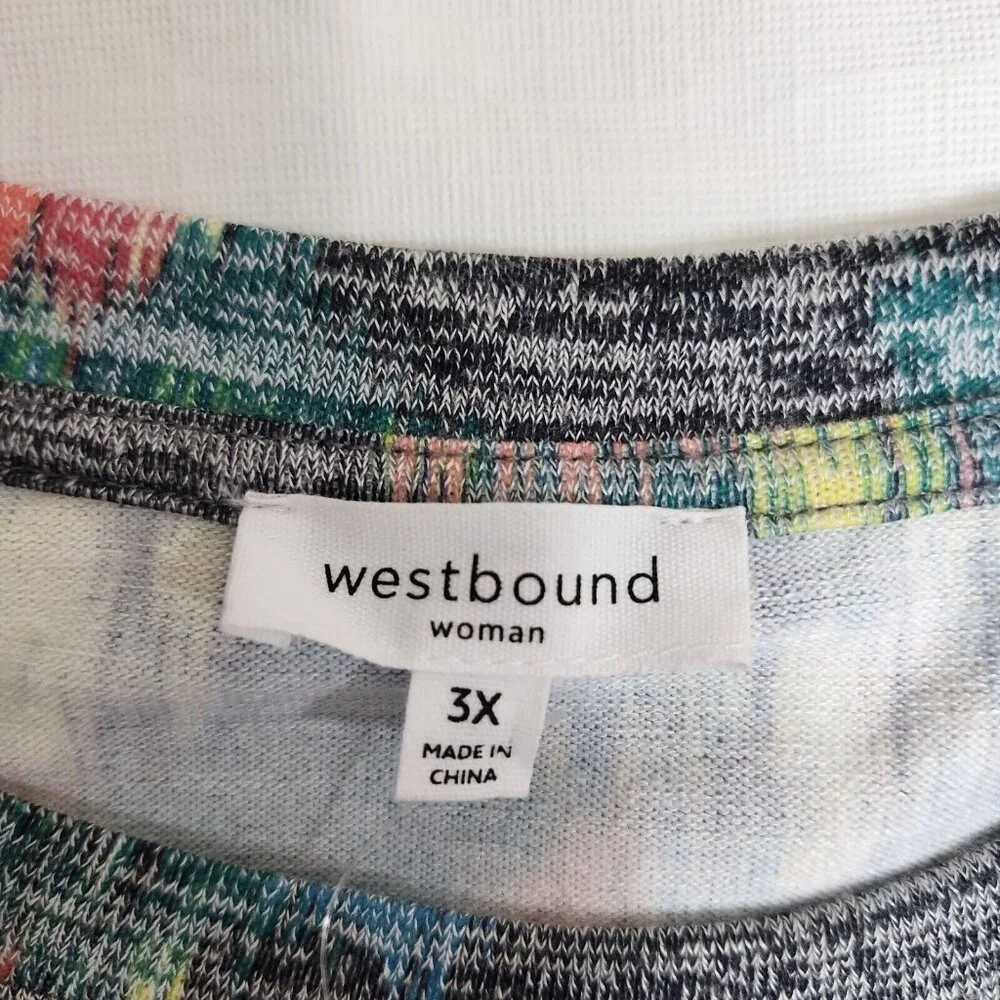 Westbound Women's Multi Color Short Sleeve Blouse Top Plus Blur Ikat Size 3X NWT - Picture 11 of 11